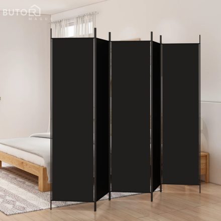 vidaXL 5 paneles fekete szövet térelválasztó 250x200 cm