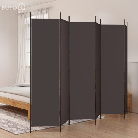 vidaXL 6 paneles barna szövet paraván 300x200 cm