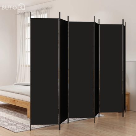vidaXL 6 paneles fekete szövet térelválasztó 300x200 cm