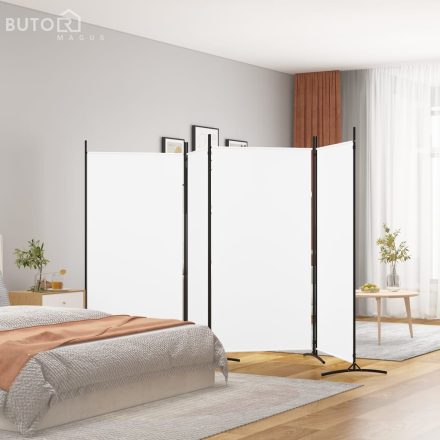 vidaXL 4 paneles fehér szövet térelválasztó 346x180 cm
