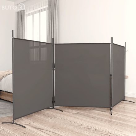 vidaXL 3 paneles antracitszürke szövet térelválasztó 525x180 cm