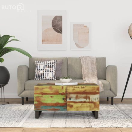 vidaXL tömör újrahasznosított és szerelt fa dohányzóasztal 80x50x40 cm