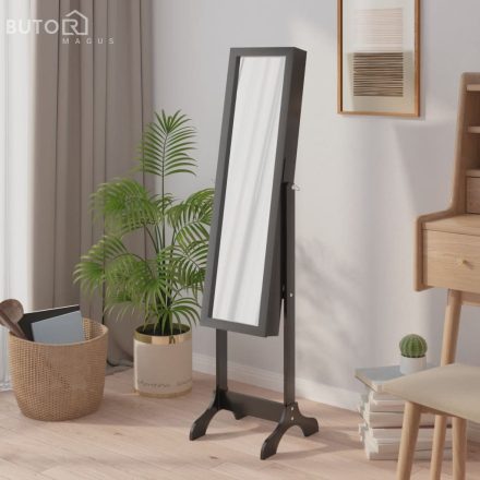 vidaXL fekete szabadon álló tükör 34 x 37 x 146 cm