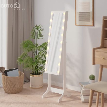 vidaXL fehér szabadon álló tükör LED-del 34 x 37 x 146 cm