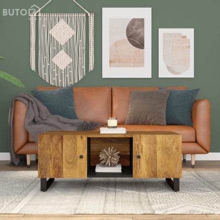 vidaXL tömör mangófa és szerelt fa dohányzóasztal 100 x 54 x 40 cm
