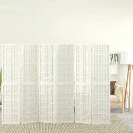vidaXL 6-paneles fehér japán stílusú összecsukható paraván 240x170 cm