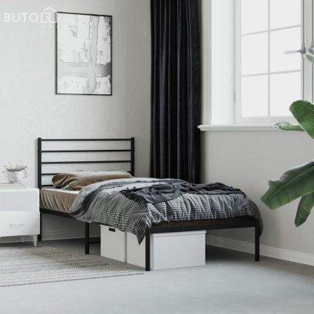 vidaXL fekete fém ágykeret fejtámlával 90 x 200 cm