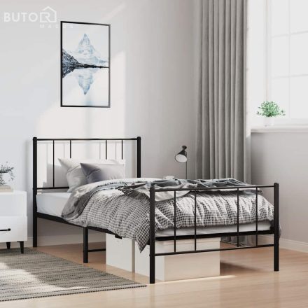 vidaXL fekete fém ágykeret fej- és lábtámlával 100 x 190 cm