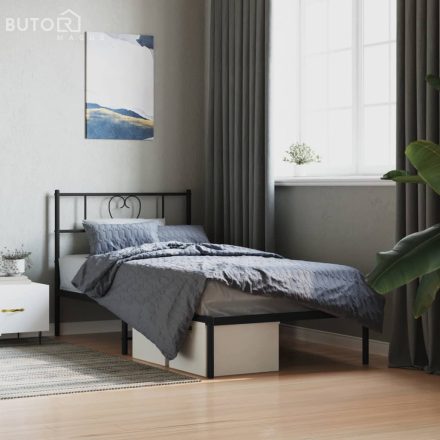 vidaXL fekete fém ágykeret fejtámlával 80 x 200 cm