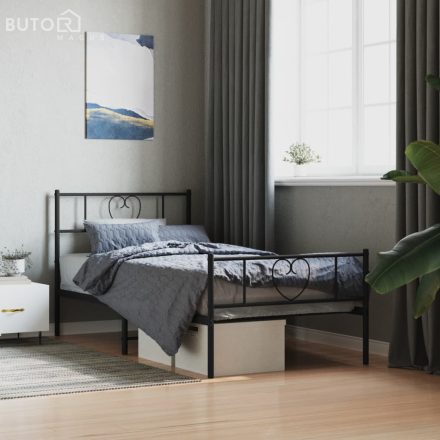 vidaXL fekete fém ágykeret fej- és lábtámlával 75 x 190 cm