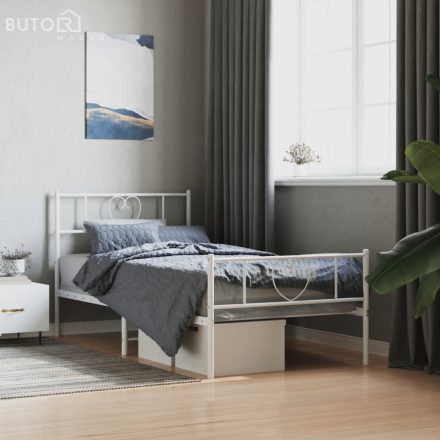 vidaXL fehér fém ágykeret fej- és lábtámlával 90 x 190 cm