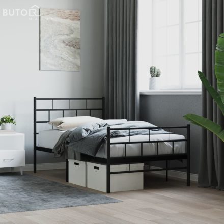 vidaXL fekete fém ágykeret fej- és lábtámlával 107 x 203 cm