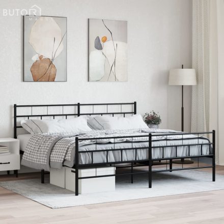 vidaXL fekete fém ágykeret fej- és lábtámlával 200 x 200 cm