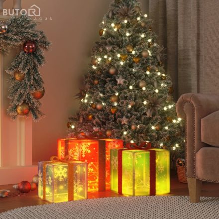 vidaXL 3 db 64 LED-es meleg fehér karácsonyi ajándékdoboz