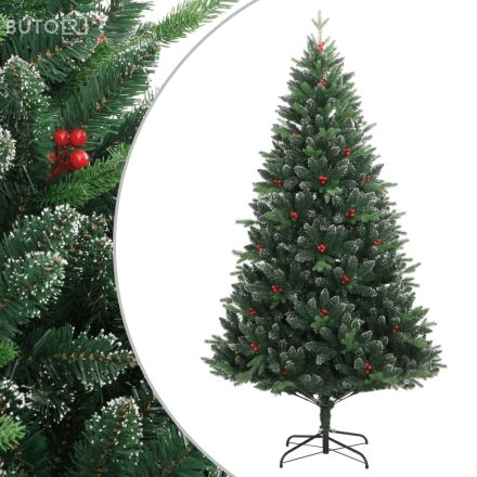 vidaXL csuklópántos műkarácsonyfa piros bogyókkal 120 cm