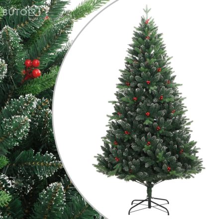 vidaXL csuklópántos műkarácsonyfa piros bogyókkal 240 cm