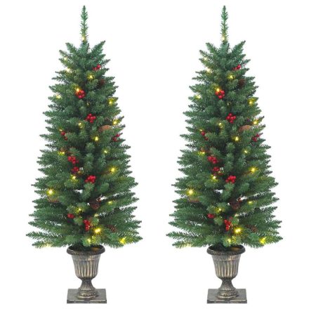 vidaXL 2 db zöld műkarácsonyfa 100 db LED-del 120 cm
