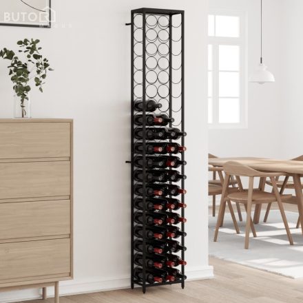 vidaXL fekete kovácsoltvas bortartó 57 palackhoz 34 x 18 x 200 cm