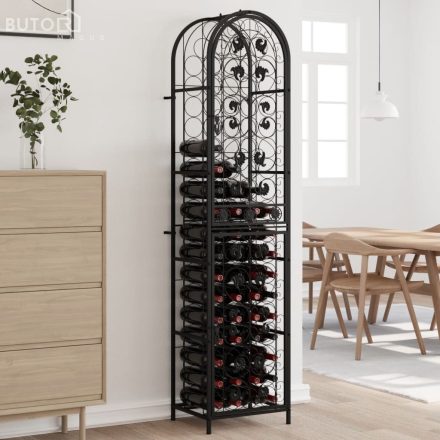 vidaXL fekete kovácsoltvas bortartó 73 palackhoz 45 x 36 x 200 cm0