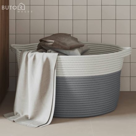 vidaXL szürke és fehér pamut tárolókosár Ø40 x 25 cm
