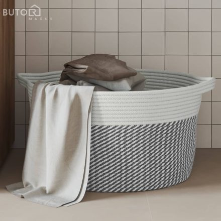vidaXL szürke és fehér pamut tárolókosár Ø40 x 25 cm