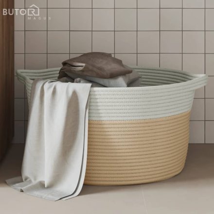 vidaXL bézs és fehér pamut tárolókosár Ø40 x 25 cm