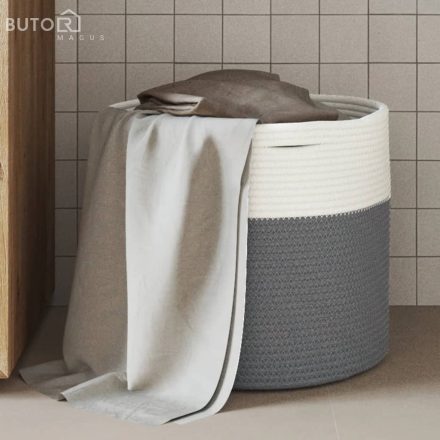 vidaXL szürke és fehér pamut tárolókosár Ø40 x 35 cm
