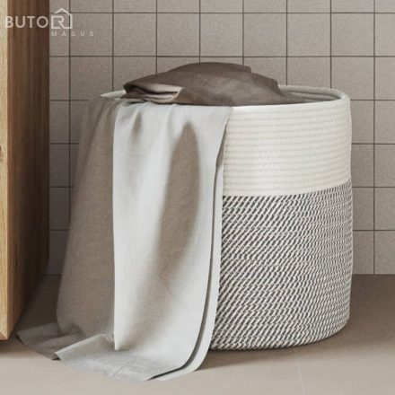 vidaXL szürke és fehér pamut tárolókosár Ø40 x 35 cm