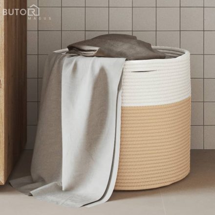 vidaXL bézs és fehér pamut tárolókosár Ø40 x 35 cm