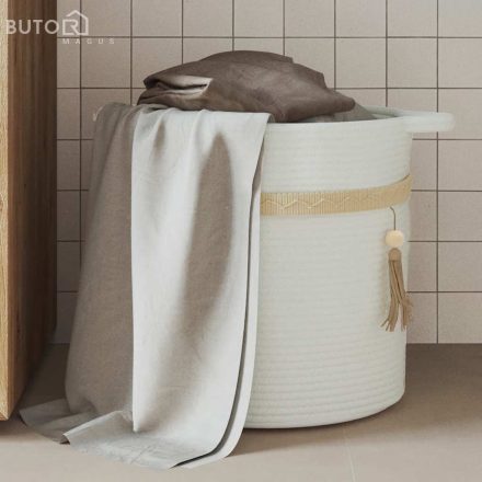 vidaXL fehér pamut tárolókosár Ø38 x 36 cm