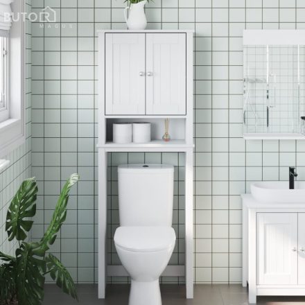 vidaXL BERG fehér tömör fa WC feletti tároló 60 x 27 x 164,5 cm