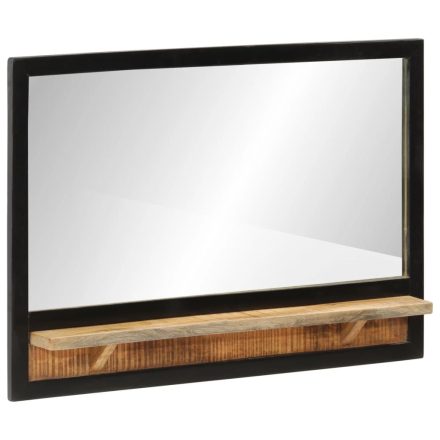 vidaXL üveg és tömör mangófa tükör polccal 80 x 8 x 55 cm