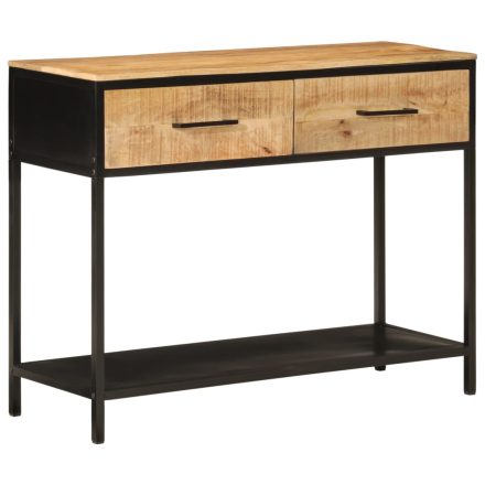 vidaXL tömör mangófa és vas tálalóasztal 100 x 35 x 76 cm