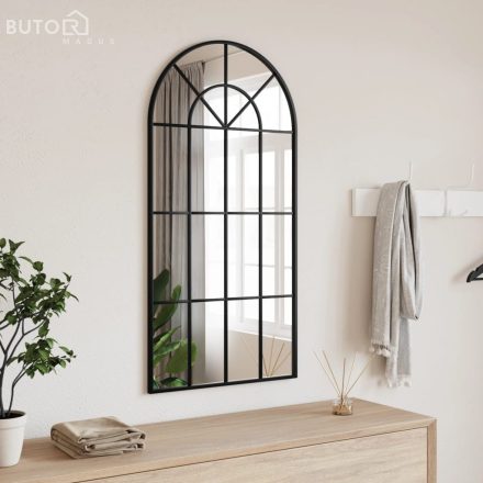 vidaXL fekete ívelt vas fali tükör 50 x 100 cm
