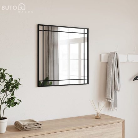 vidaXL fekete négyzet alakú vas fali tükör 60 x 60 cm