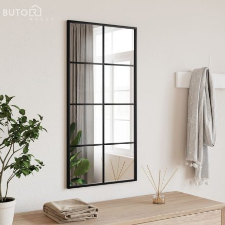 vidaXL fekete téglalap alakú vas fali tükör 40 x 80 cm