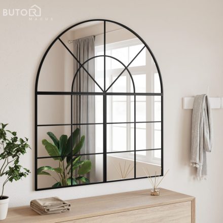 vidaXL fekete ívelt vas fali tükör 100 x 50 cm