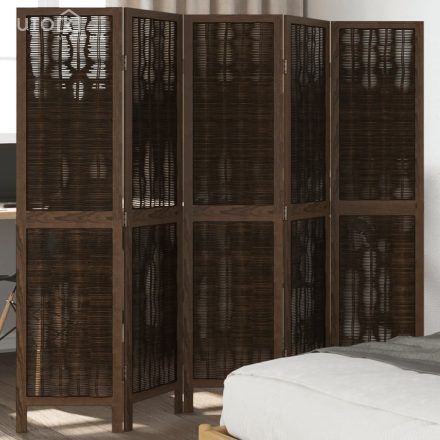 vidaXL 5 paneles sötétbarna tömör császárfa térelválasztó