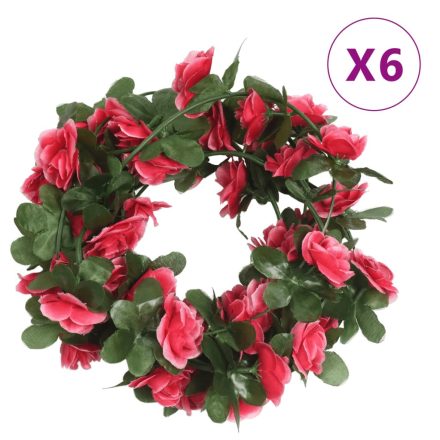 vidaXL 6 db tavaszi piros rózsa karácsonyi virágfüzér 250 cm