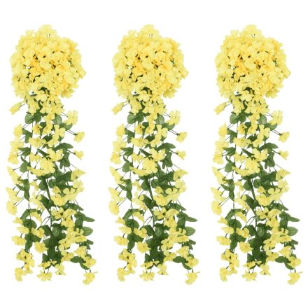 vidaXL 3 db sárga karácsonyi virágfüzér 85 cm