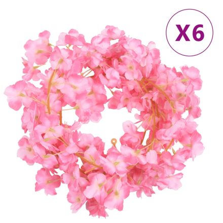 vidaXL 6 db sötét rózsaszín karácsonyi virágfüzér 180 cm