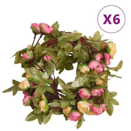 vidaXL 6 db rózsaszín karácsonyi virágfüzér 215 cm