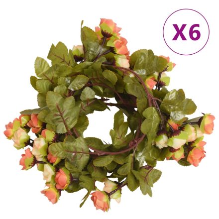 vidaXL 6 db naplemente-piros karácsonyi virágfüzér 215 cm