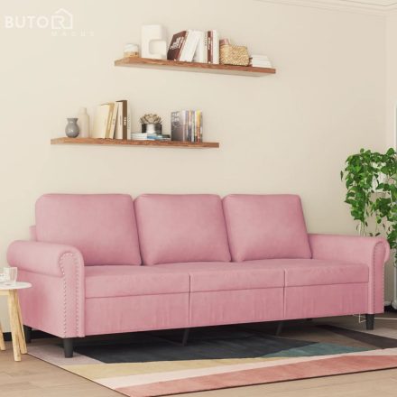 vidaXL 3 személyes rózsaszín bársony kanapé 180 cm