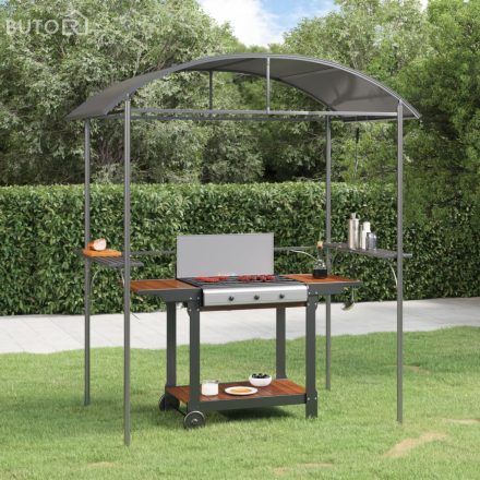 vidaXL antracit acél grillező pavilon oldalsó polcokkal 220x115x230 cm