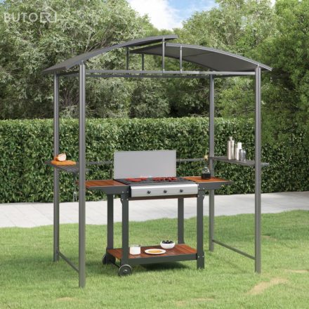 vidaXL antracit acél grillező pavilon oldalsó polcokkal 210x114x230 cm
