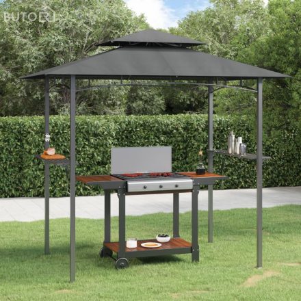 vidaXL antracit acél grillező pavilon oldalsó polcokkal 240x150x243 cm