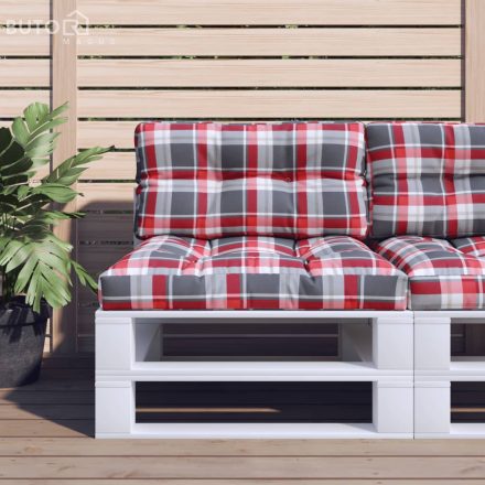 vidaXL piros kockás szövet raklappárna 70 x 40 x 12 cm