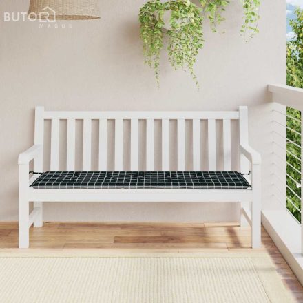 vidaXL fekete kockás oxford-szövet kerti padpárna 150x50x4 cm