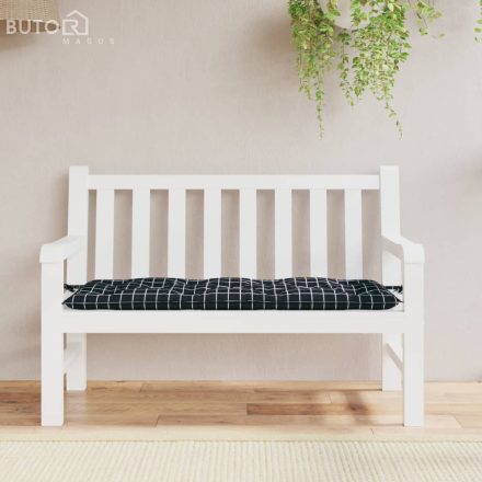 vidaXL fekete kockás szövet kerti padpárna 120 x 50 x 7 cm
